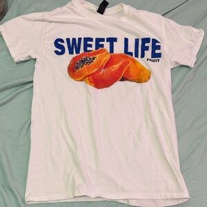 Sweet Life Fruit Graphic Tee — White with Orange Papaya Print